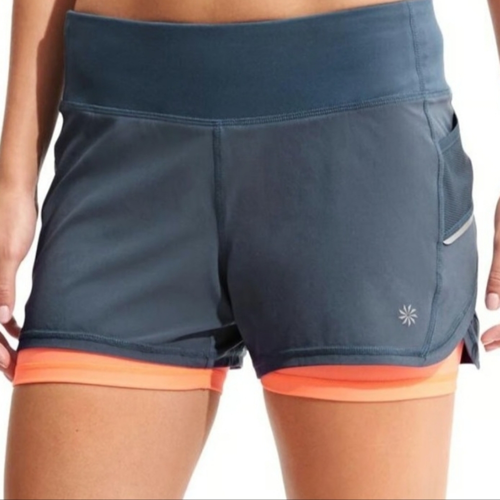 Athleta Gray Coral Athletic Compression Liner Shorts Medium